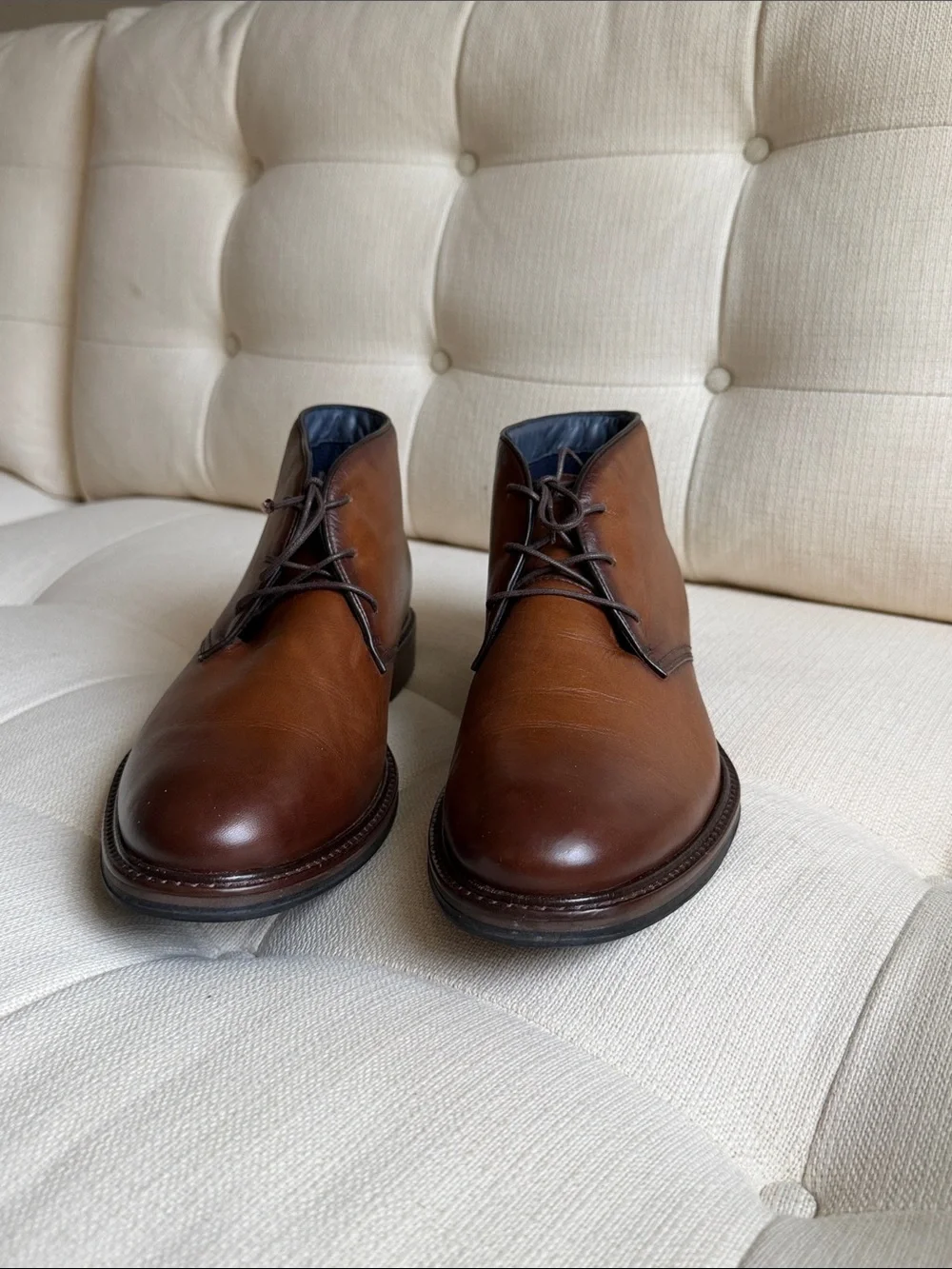 Johnston & Murphy XC Flex Raleigh Chukka boots in brown tan full-grain leather 9